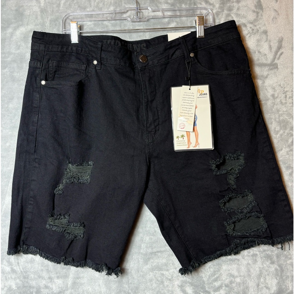 VIP Black Jean Shorts Plus Size 20 Longer Cutoff Style Goth NEW WITH TAGS